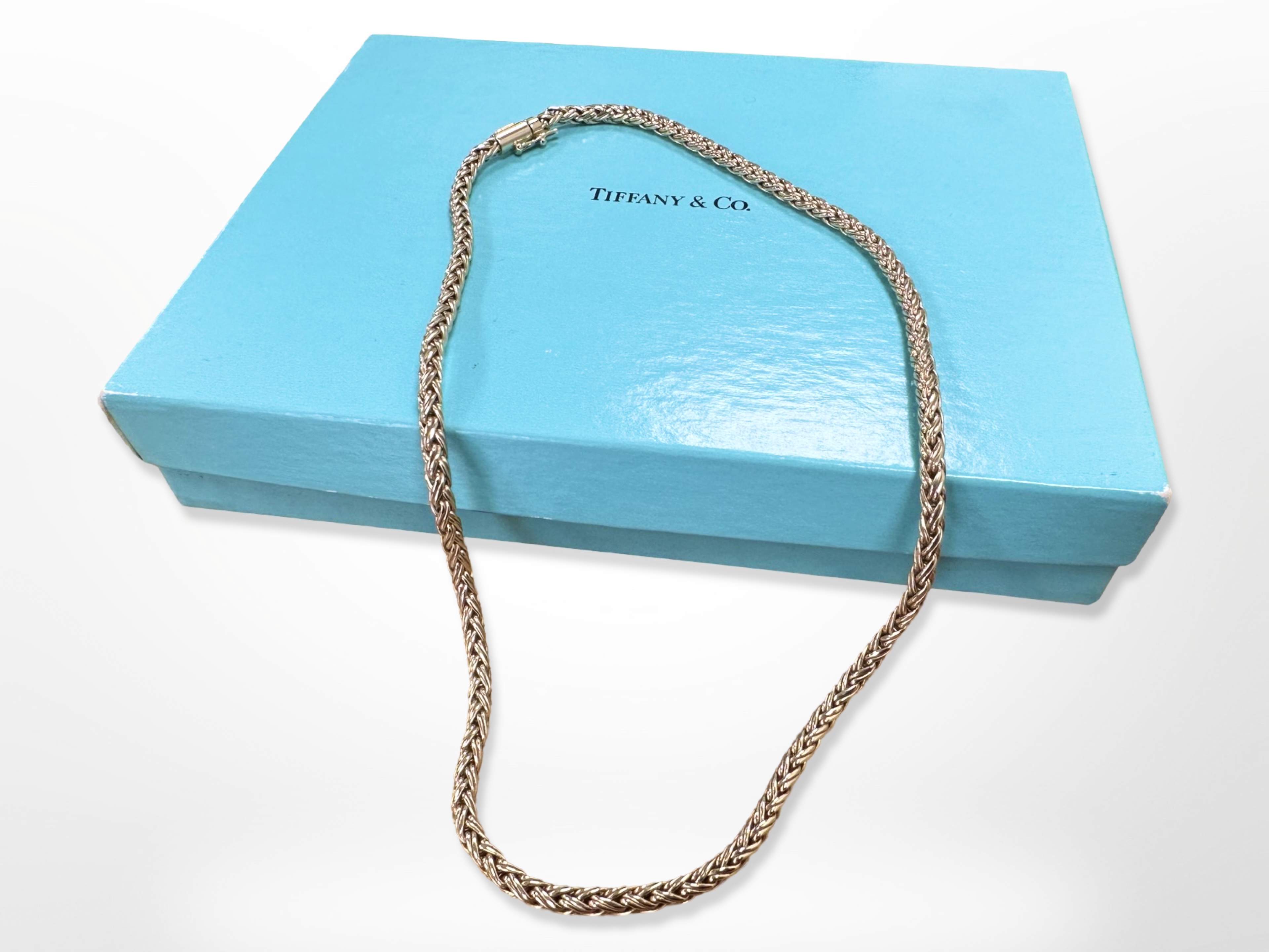 A Tiffany & Co 14ct yellow gold rope link necklace, length 46 cm, - Image 3 of 3