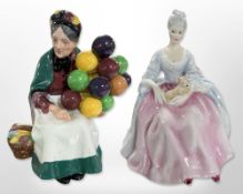 A Royal Doulton figure, 'The Old Balloon Seller' HN1315, together with 'Charlotte' HN2423.