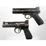 A Webley Mk I air pistol and a Webley Junior .177 calibre air pistol.