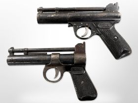 A Webley Mk I air pistol and a Webley Junior .177 calibre air pistol.