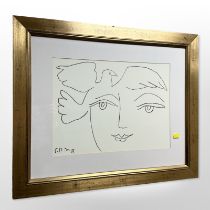 After Pablo Picasso : Le Visage de la Paix, monochrome print,