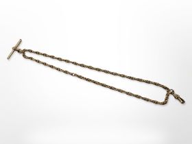 A 9ct gold watch chain with T-bar CONDITION REPORT: 15.