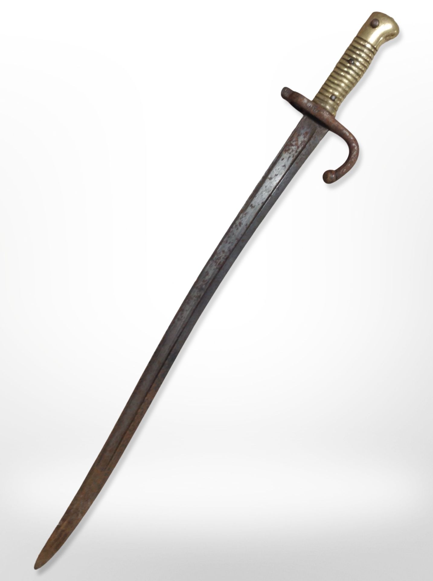 A French model 1866 Chassepot bayonet, lacking scabbard.