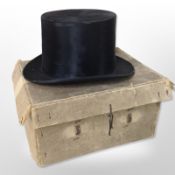 A gents' black silk top hat by C A Dunn & Co.