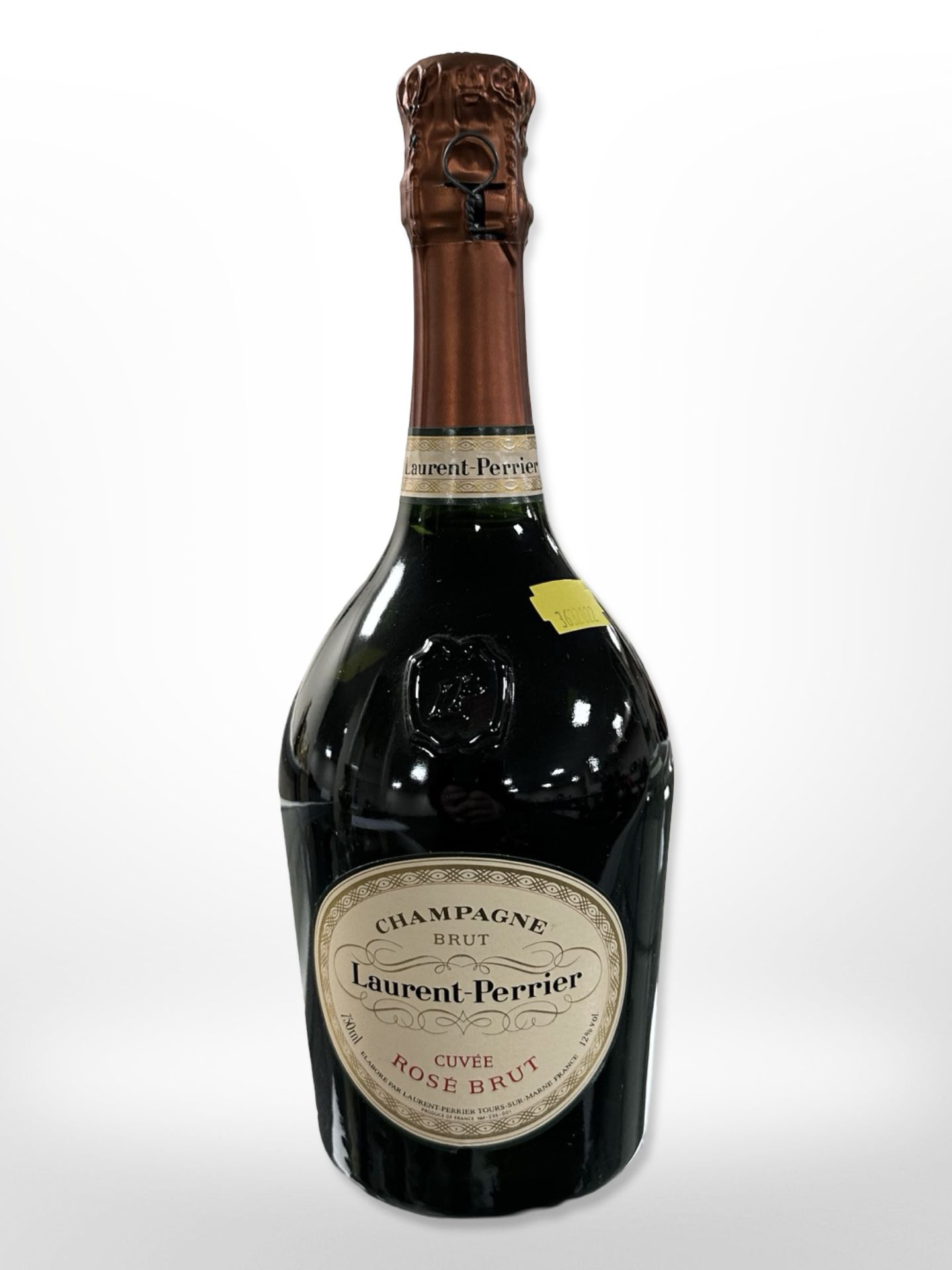 A bottle of Laurent-Perrier brut champagne rosé, 750ml, 12% vol.