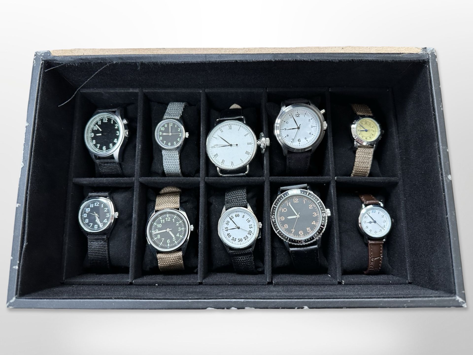 A collection of ten military style watches (10)