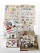 A group of ladies' and gents' wristwatches and other costume jewellery, cigarette cards,