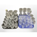 A collection of 20th-century drinking glasses including large wine glasses, tumblers,