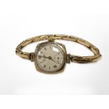 A vintage Everite lady's 9ct yellow gold wristwatch on plated expansion strap