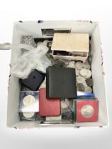 A large collection of coins, mid century two shilling pieces, commemorative crowns,