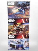Three Hasbro Star Wars models, Hera Syndulla's A-Wing, Desert Landspeeder,