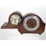 Two early-20th century eight-day mantel clocks.