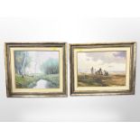 Vilanova (Contemporary) : Harvesters in a field, oil on canvas, 27 cm x 37 cm,