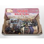 A Risk miniatures game in box and a quantity of diecast soldiers, military vehicles, etc.