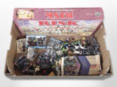 A Risk miniatures game in box and a quantity of diecast soldiers, military vehicles, etc.