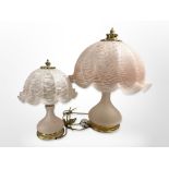 Two Murano Vetri pink glass table lamps,