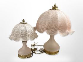 Two Murano Vetri pink glass table lamps,
