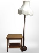 A folding drinks trolley and a mahogany standard lamp
