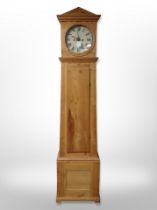 A 19th century Scandinavian pine longcase clock, pendulum, no weights,
