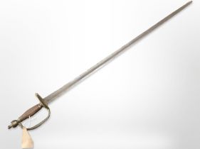 A British 1796-pattern infantry officer's spadroon, blade 82cm, hilt as found.
