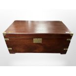 A mahogany brass mounted campaign chest, with brass plaque marked 'T/2082896 MSS. Clarke R.H. R.A.S.