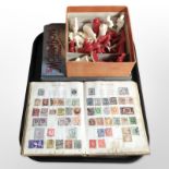 A chess set together with a modern Boys annual 1934 edition and a stamp album containing a quantity
