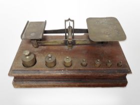 A set of Victorian postal scales with weights