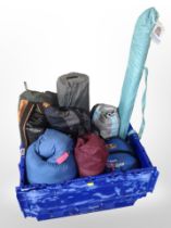 A group of camping equipment including beach umbrella etc (1 box)