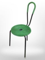 A 20th century Scandinavian metal framed rattan tripod chair