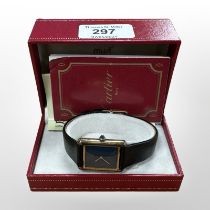 A lady's silver gilt must de Cartier wristwatch in box