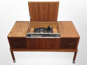 A teak cased HMV record player,