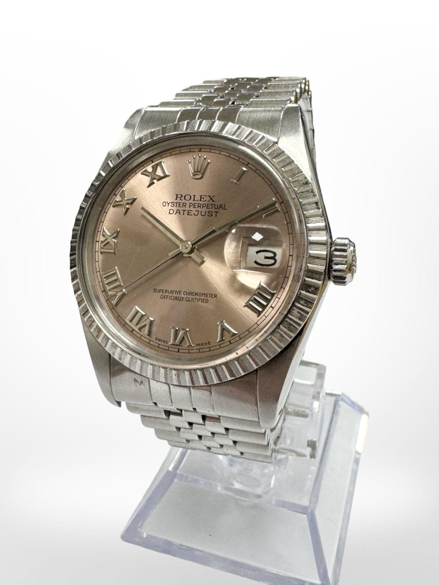 A gent's vintage stainless steel Rolex Datejust automatic calendar centre seconds wristwatch, ref. - Image 3 of 10