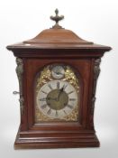 A mahogany eight day bracket clock with silvered dial,
