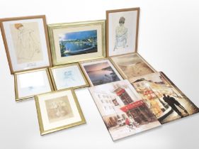 A group of contemporary gilt-framed prints including still life,