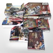 Eight Hasbro Disney Star Wars figurines and box sets including Mission Fleet, Hero Mashers, etc.