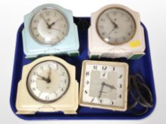 Three vintage Smith's electric mantle clocks plus another