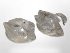 A pair of Swarovski crystal swans (as found).