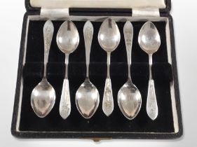 A cased set of silver teaspoons