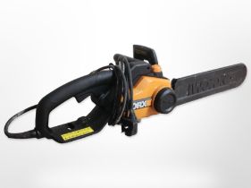 A Worx electric chainsaw.