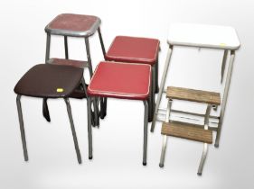 A group of mid 20th century metal framed stools