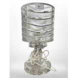 A Twentieth Century glass and chrome table lamp,