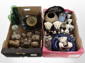 A group of Ringtons teddy bear ornaments, together with other ceramics, Lilliput Lane cottages,