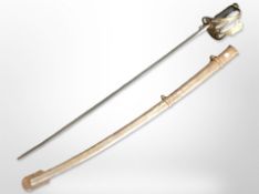 A copy of a Victorian infantry officer's sabre, in steel scabbard.