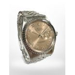 A gent's vintage stainless steel Rolex Datejust automatic calendar centre seconds wristwatch, ref.