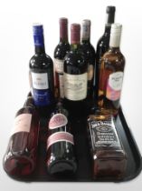 10 bottles of alcohol including Jack Daniels Tennessee Whiskey, Chateau le Plantier Sauvignon Blanc,