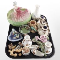 A Royal Doulton figure - Elaine HN 3307 together with various cabinet china including Maling ware,