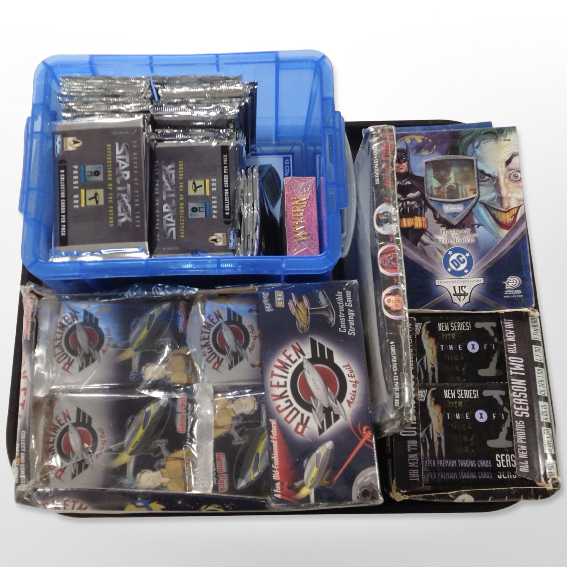 A group of trading cards to include Star Trek, The X-Files, Batman vs The Joker, and Rocketmen.