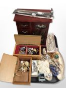 A group of modern jewellery boxes containing costume jewellery,