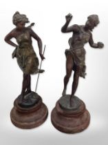 A pair of 19th century Spelter figures of ladies,