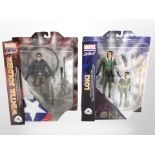 Two Marvel Select figurines, Loki and the Winter Soldier, boxed.